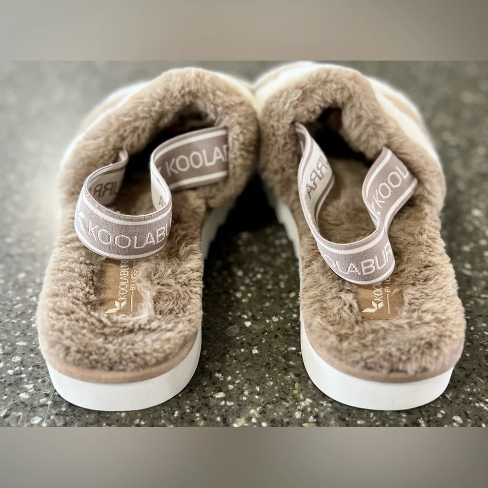 Koolaburra by UGG AUS Fuzz'n II Backstrap Slide Striped Sandals Slip On Shoes